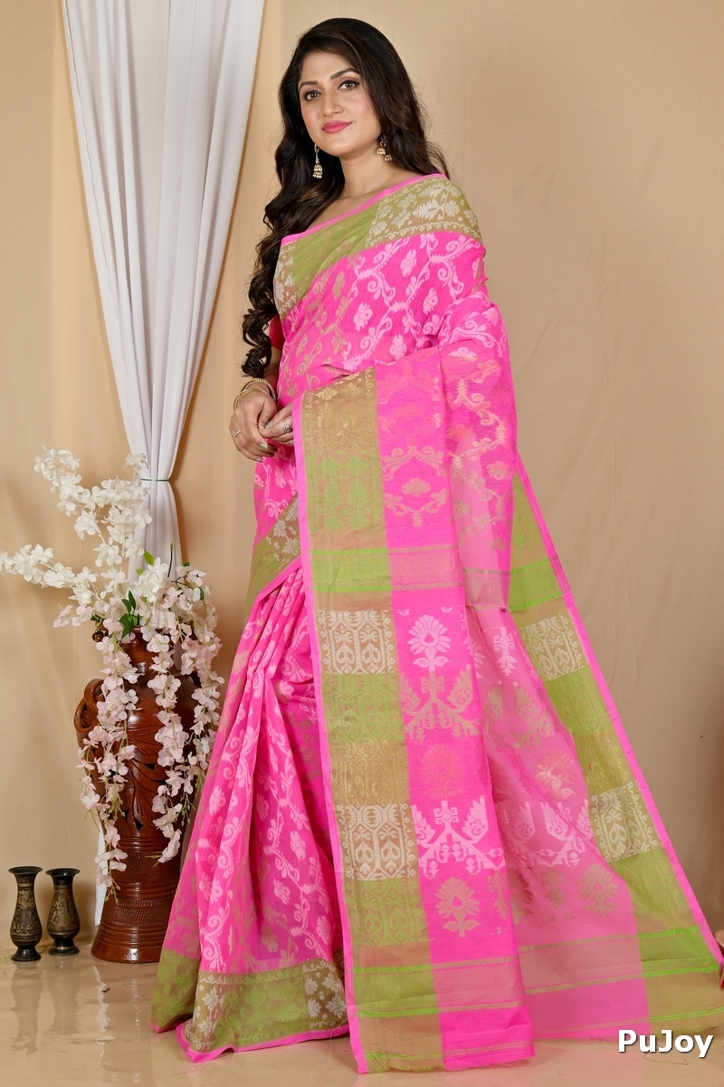 Pink Pure Cotton Semata Tant Saree (2049)