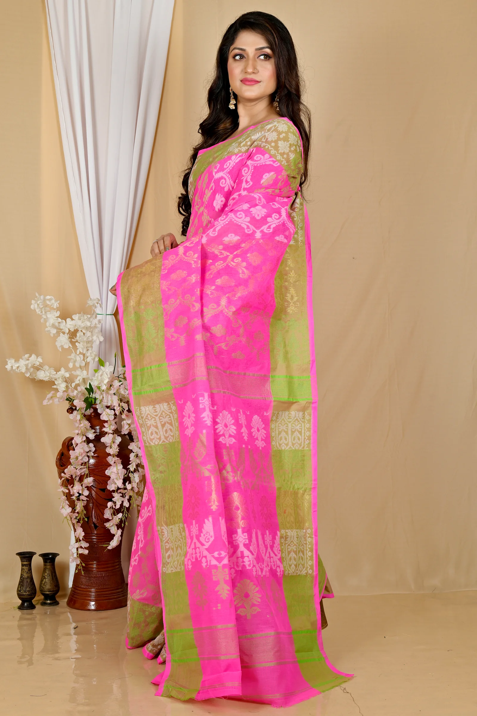 Pink Pure Cotton Semata Tant Saree (2049)