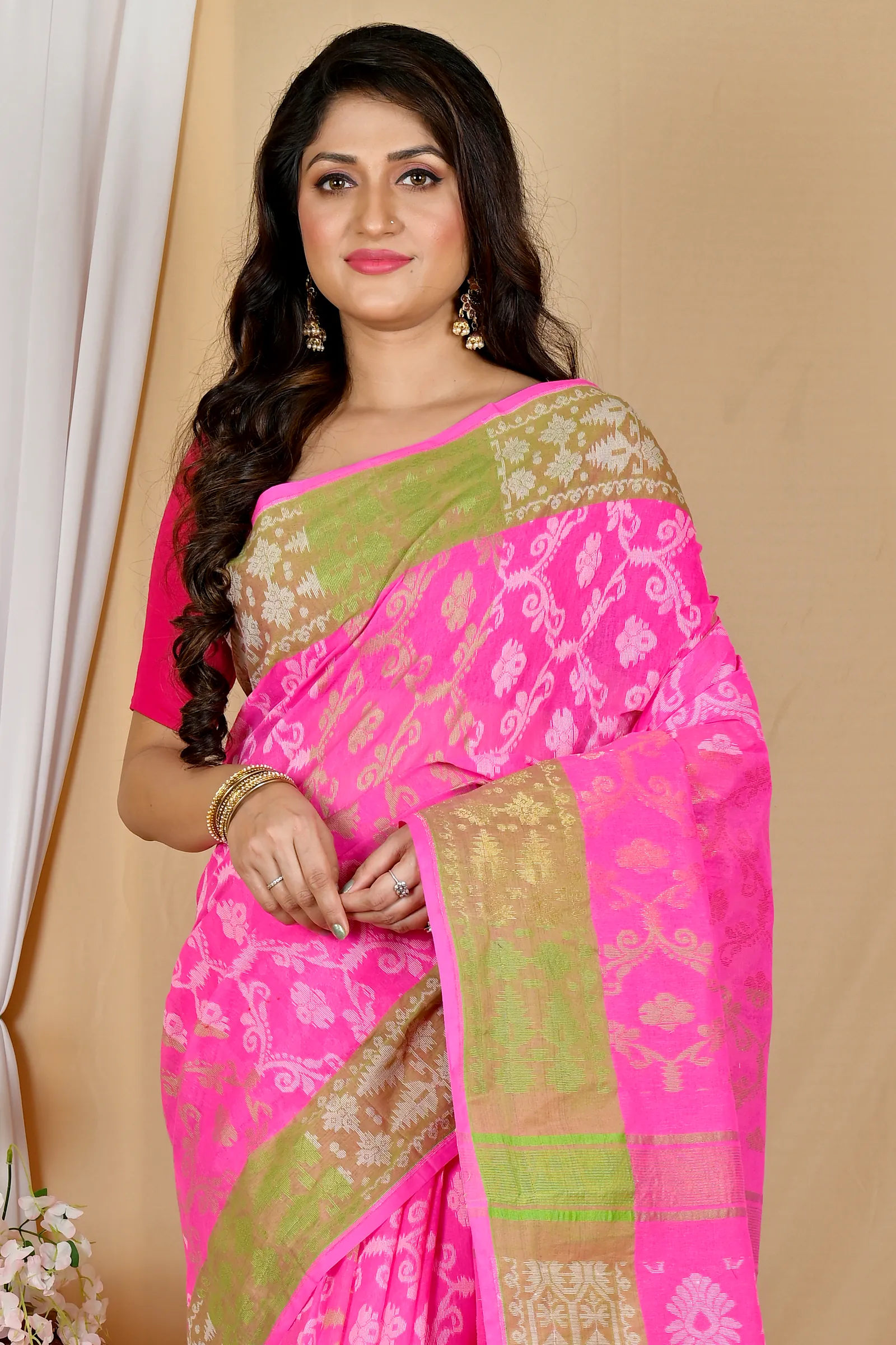 Pink Pure Cotton Semata Tant Saree (2049)
