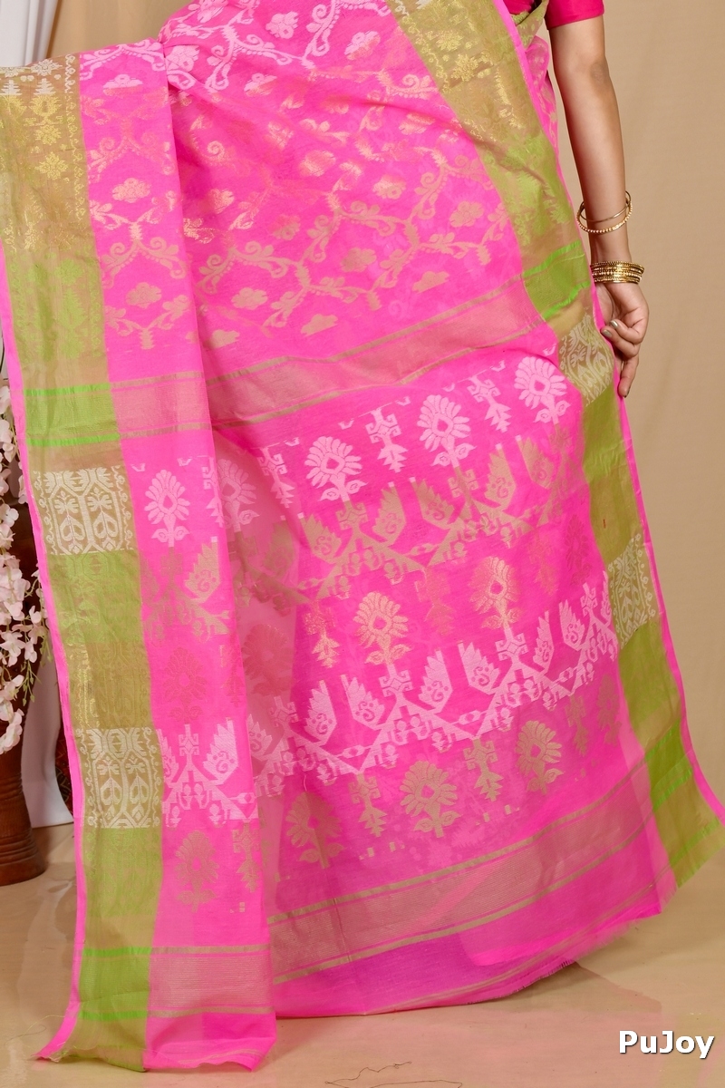 Pink Pure Cotton Semata Tant Saree (2049)