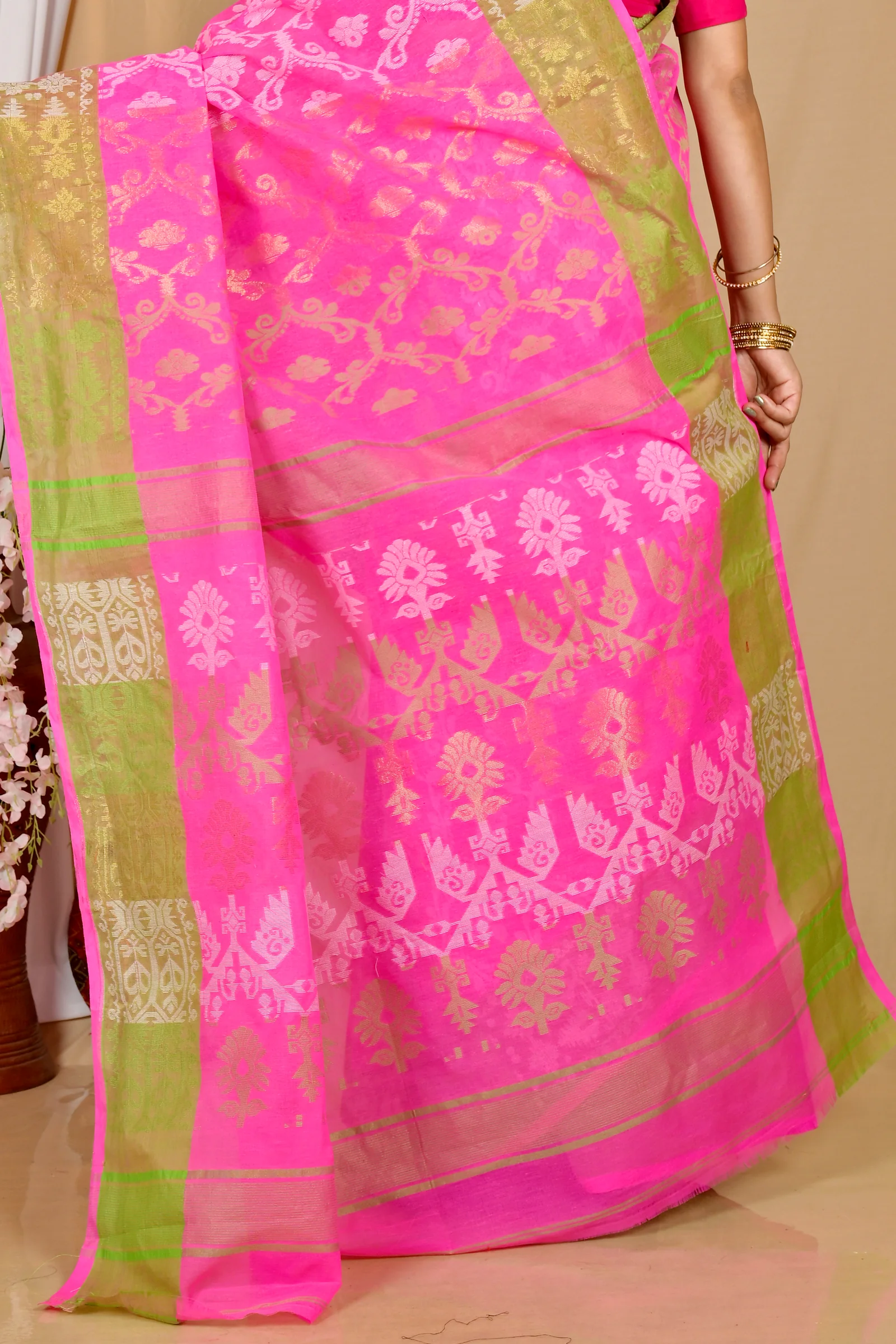 Pink Pure Cotton Semata Tant Saree (2049)
