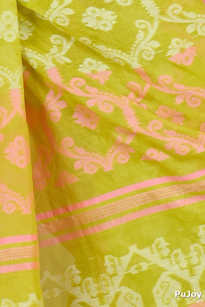 Yellow Pure Cotton Semata Tant Saree (2050)