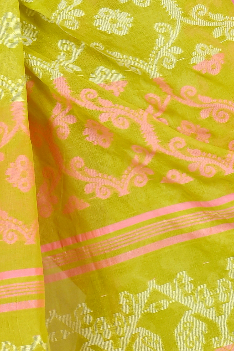 Yellow Pure Cotton Semata Tant Saree (2050)