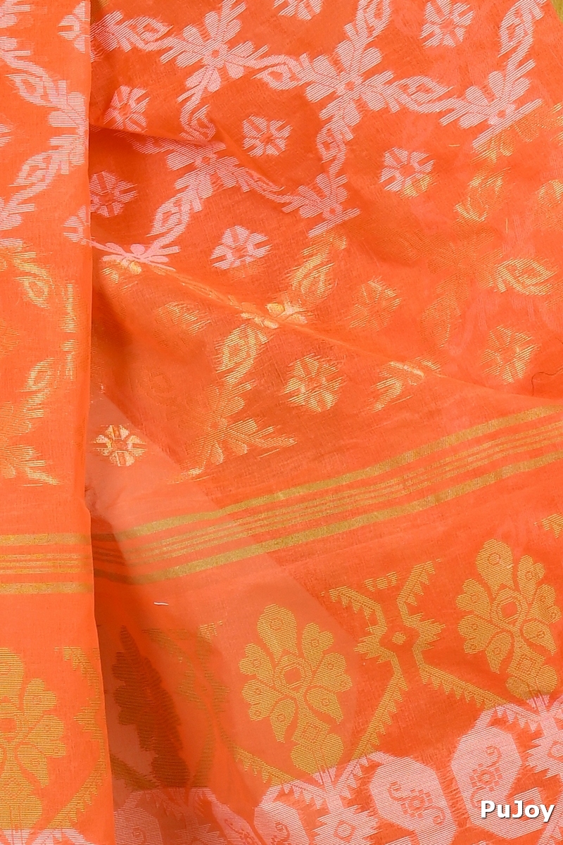 Orange Pure Cotton Semata Tant Saree (2051)
