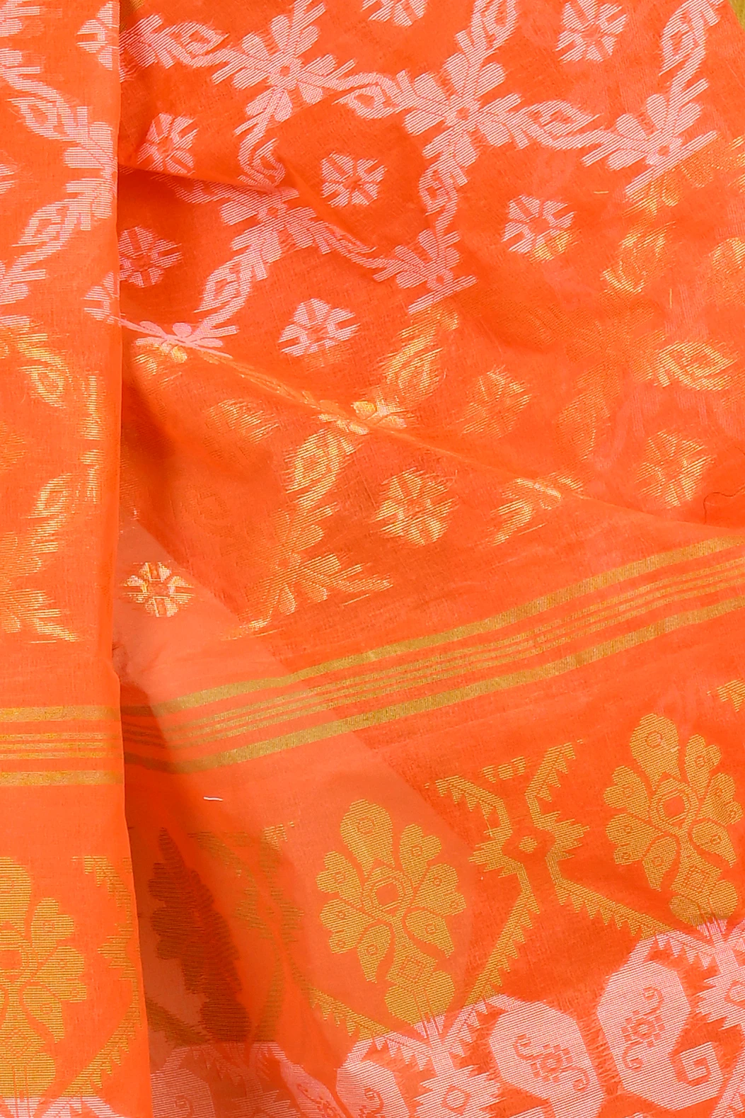 Orange Pure Cotton Semata Tant Saree (2051)