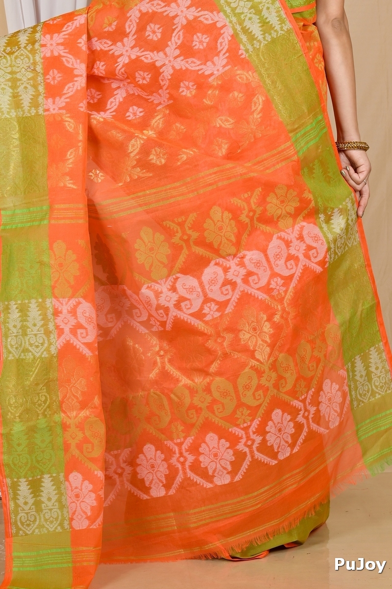 Orange Pure Cotton Semata Tant Saree (2051)