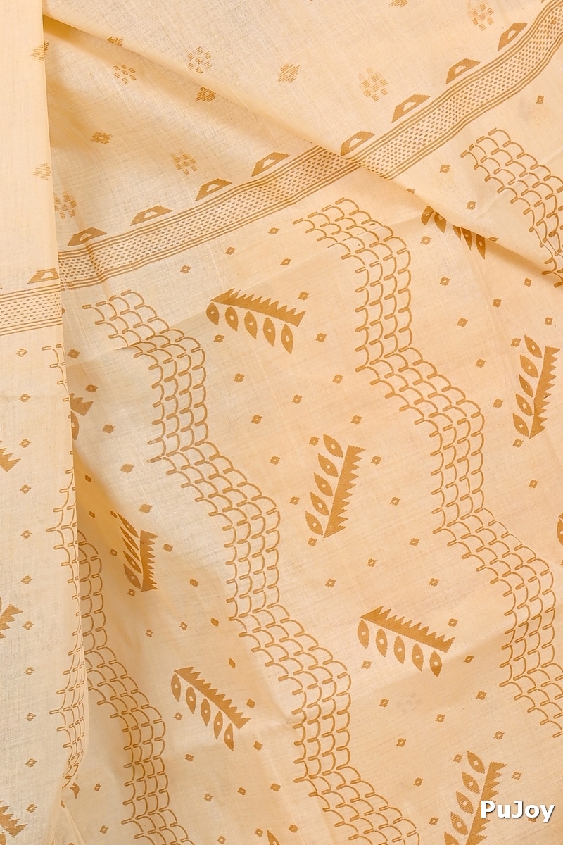 Cream Pure Cotton Lupata Tant Saree Print (2052)