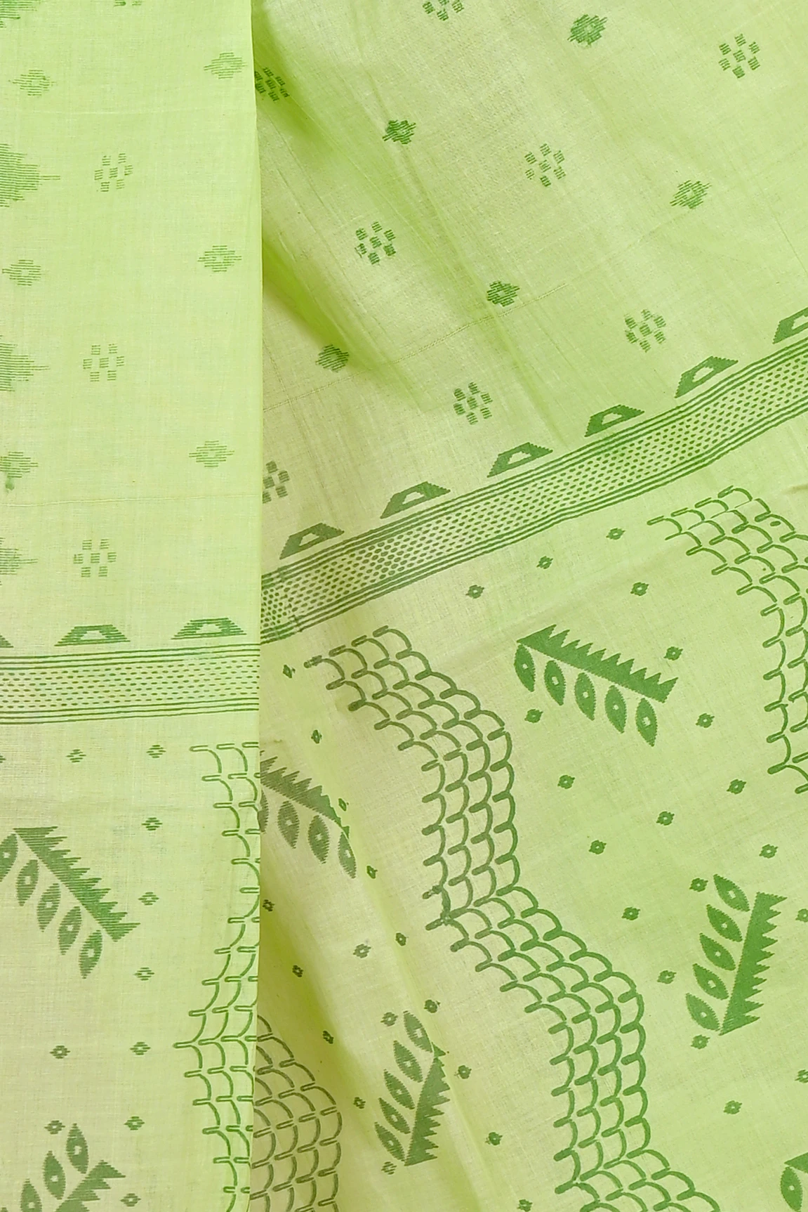 Green Pure Cotton Lupata Tant Saree Print (2053)