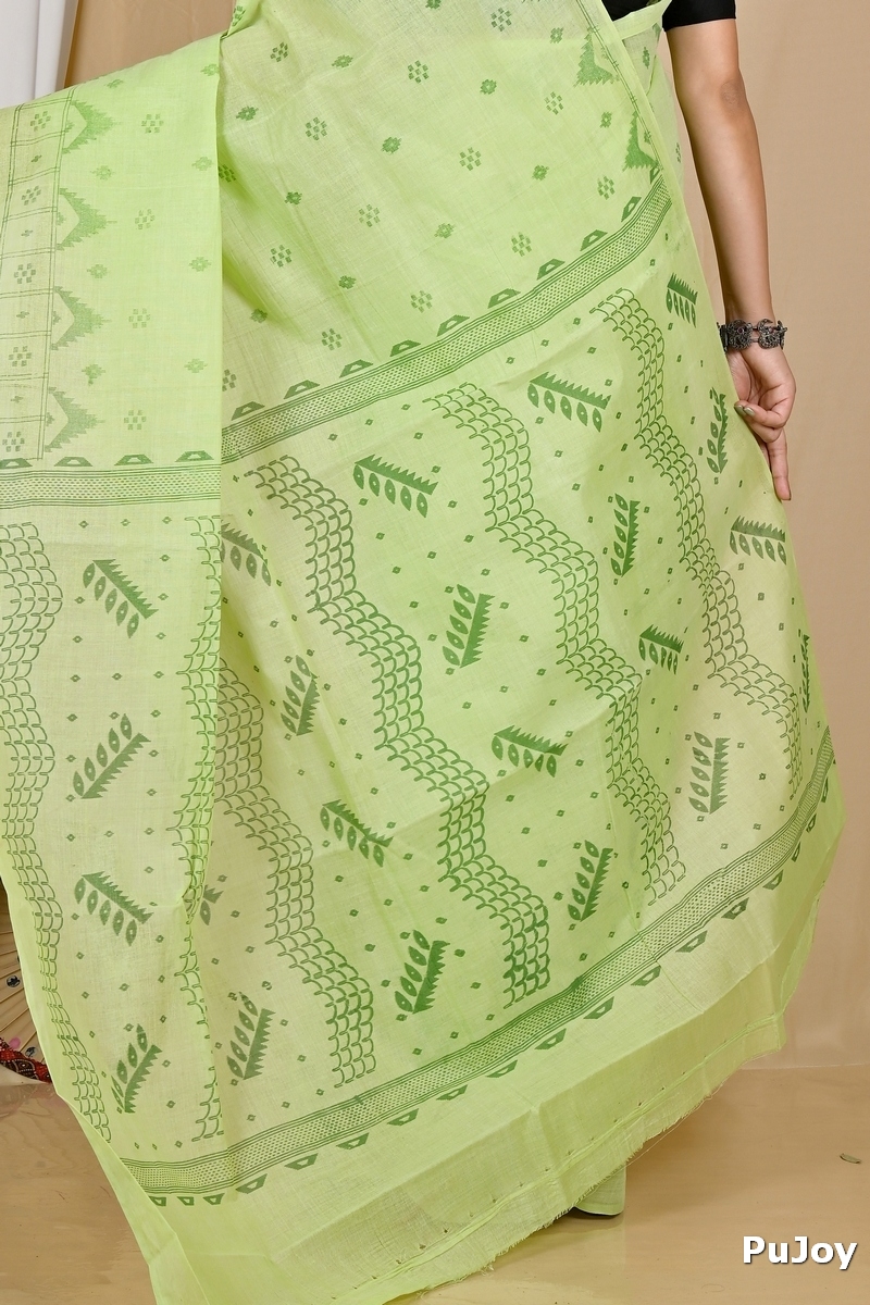 Green Pure Cotton Lupata Tant Saree Print (2053)