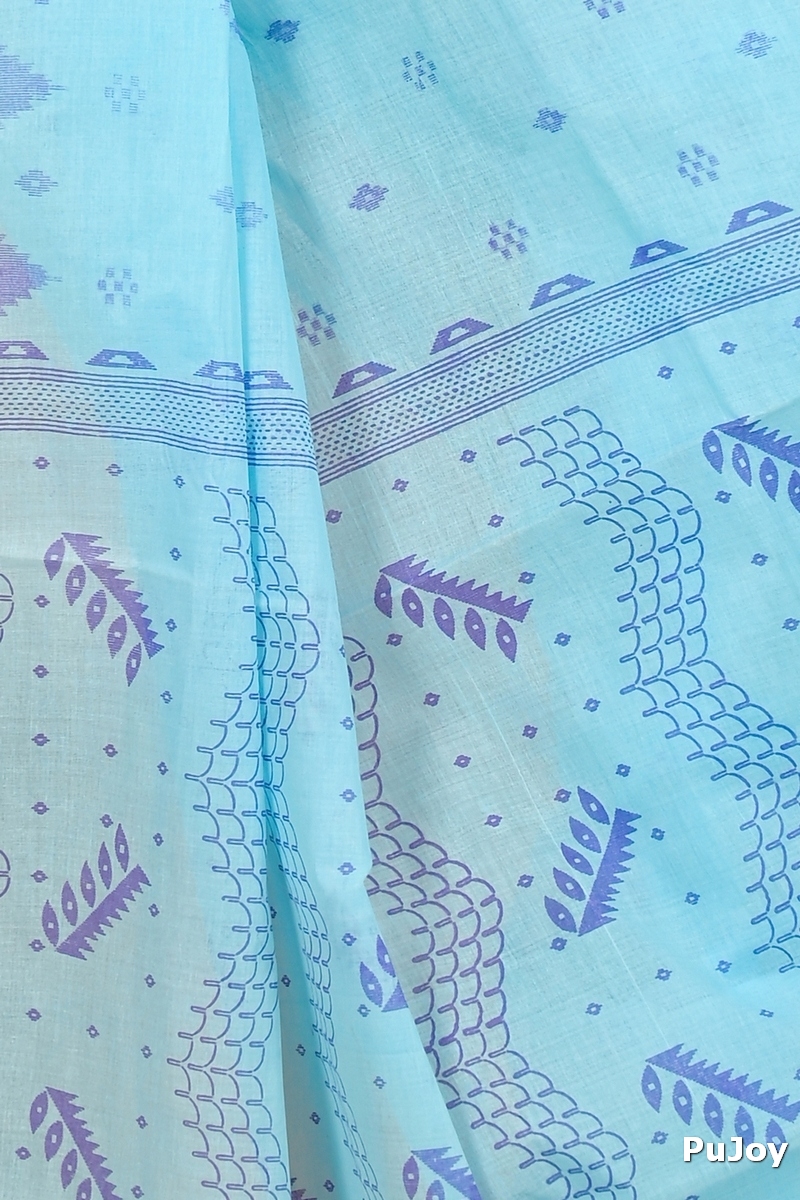 Sky Blue Pure Cotton Lupata Tant Saree Print (2055)