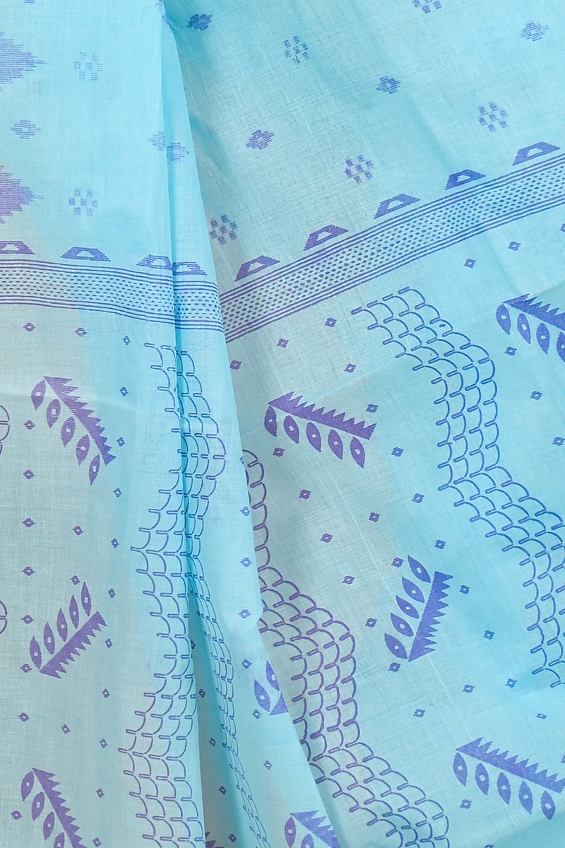 Sky Blue Pure Cotton Lupata Tant Saree Print (2055)