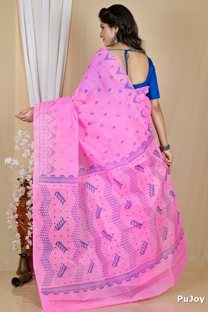 Pink Pure Cotton Lupata Tant Saree Print (2056)