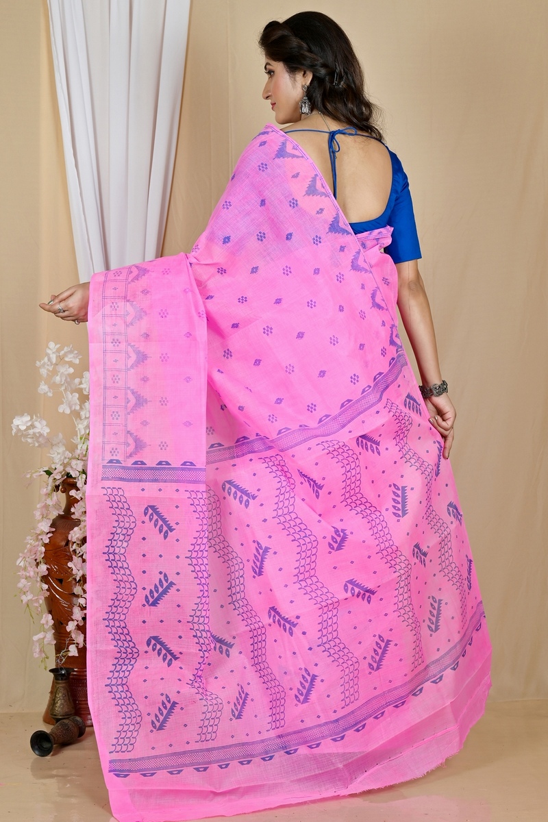 Pink Pure Cotton Lupata Tant Saree Print (2056)