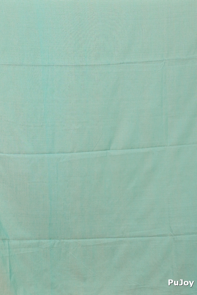 Turquoise Green Pure Cotton Seuma Hand Loom Saree (2064)