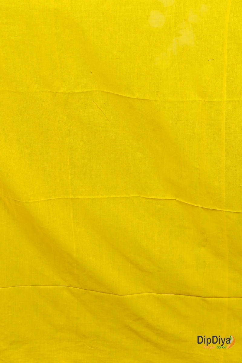 Yellow Red Pure Cotton Parag Embroidery Handloom saree (207)