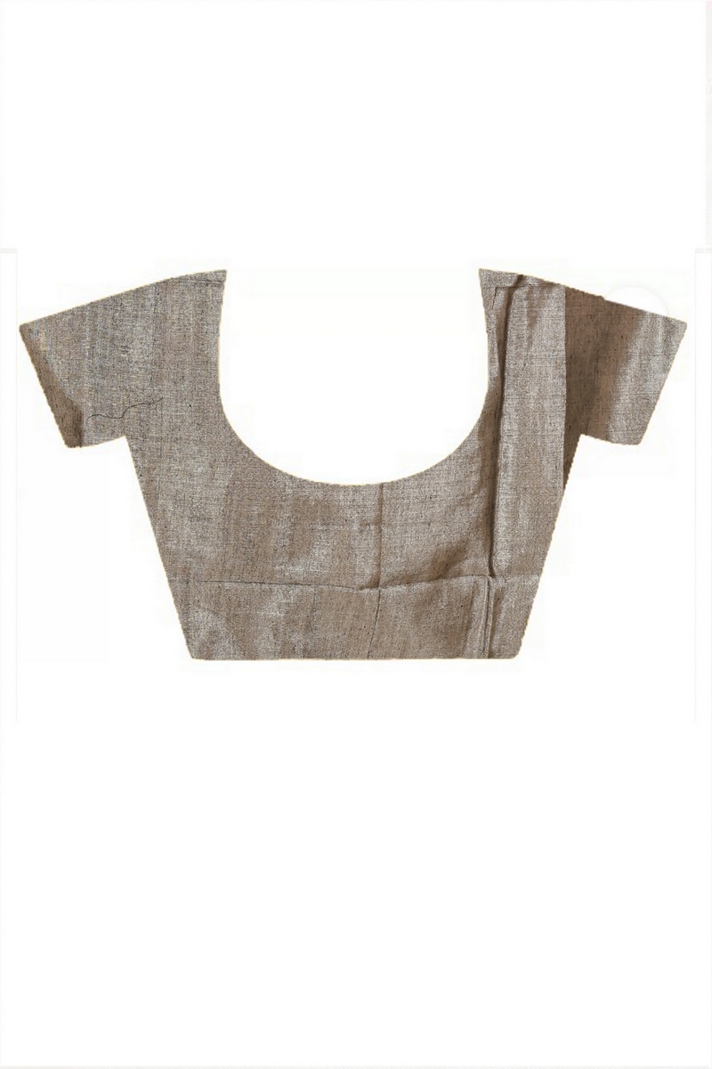 Dark Grey Cotton Silk Tisuka Par Hand Loom Saree (2071)