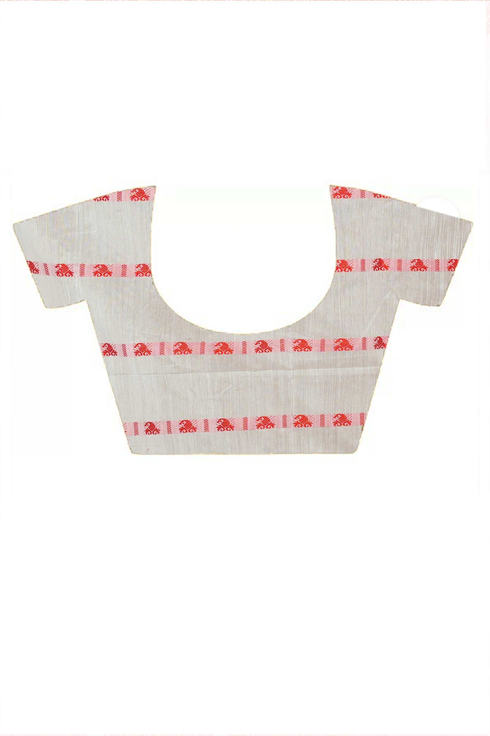 White Red Pure Cotton Borma Hand Loom Saree (2074)
