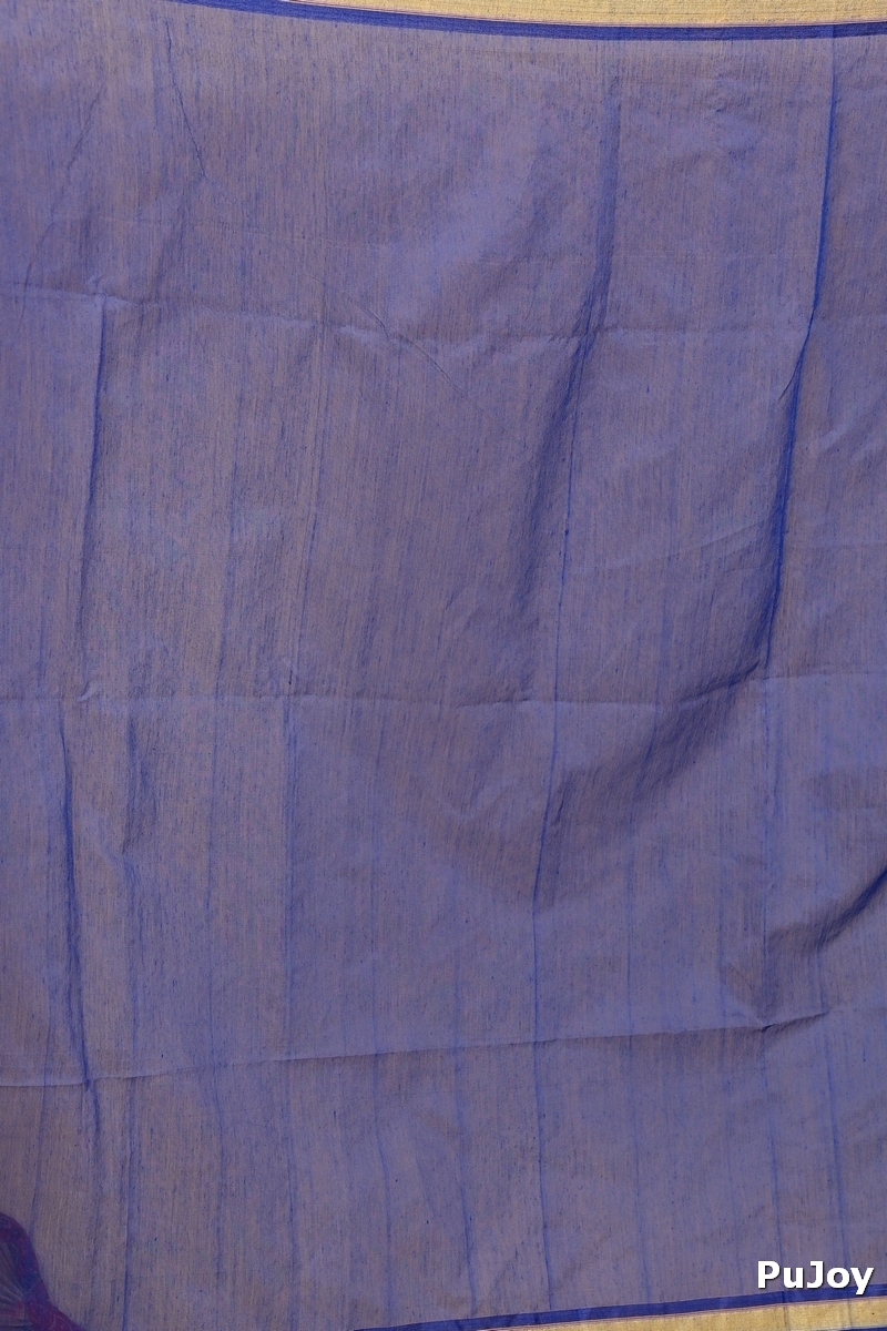 Naby Blue Blended Cotton Setori Hand Loom Saree (2075)