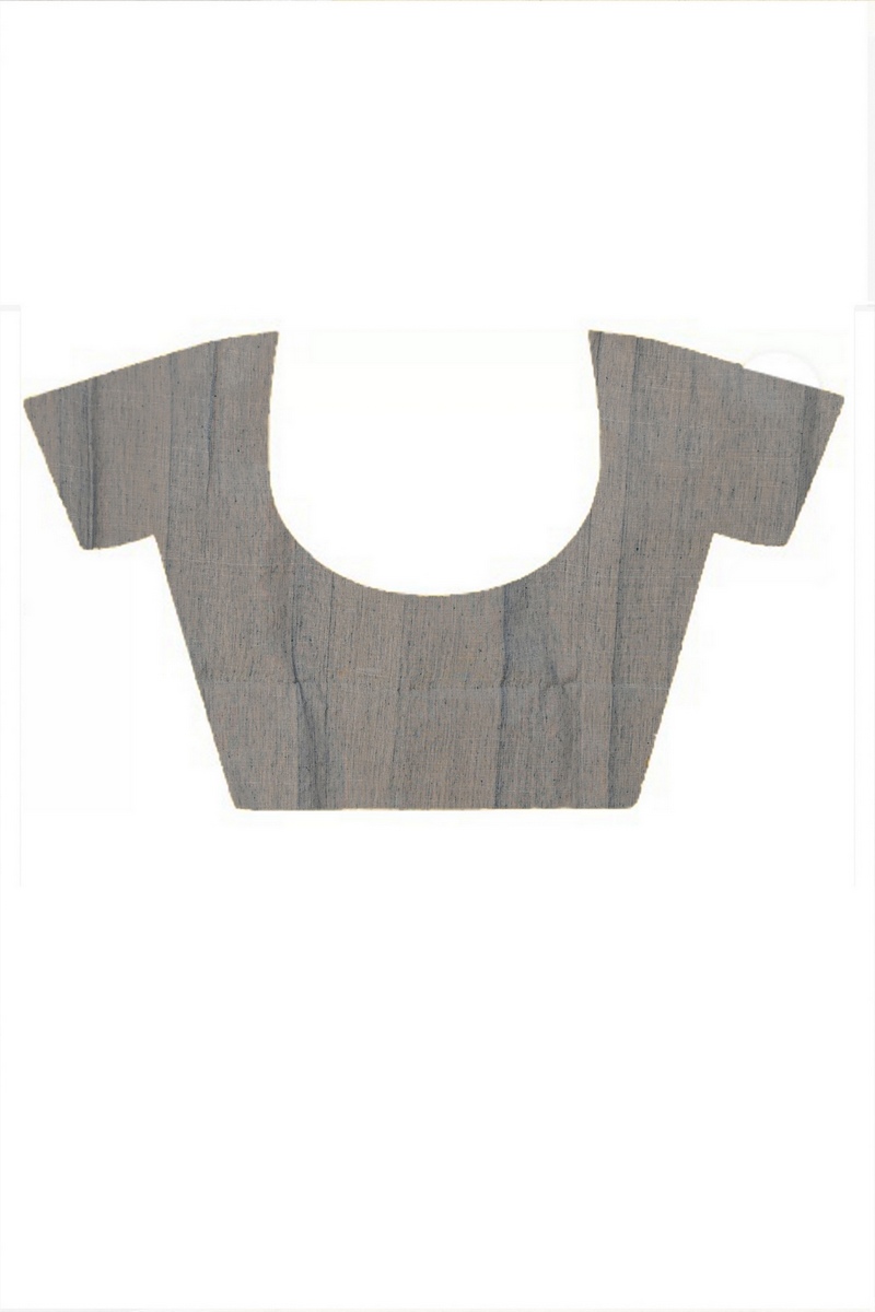 Grey Blended Cotton Setori Hand Loom Saree (2079)