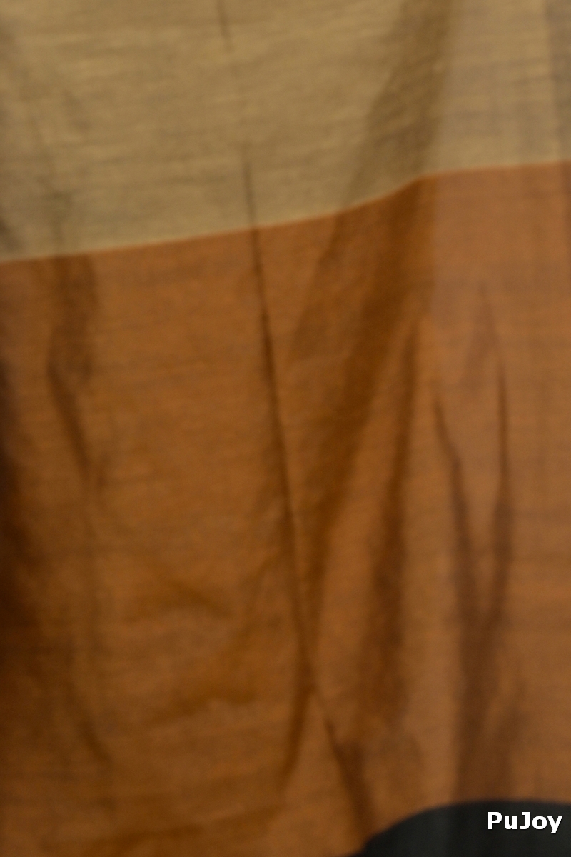 Brown Green Pure Cotton Nator Hand Loom Saree (2085)