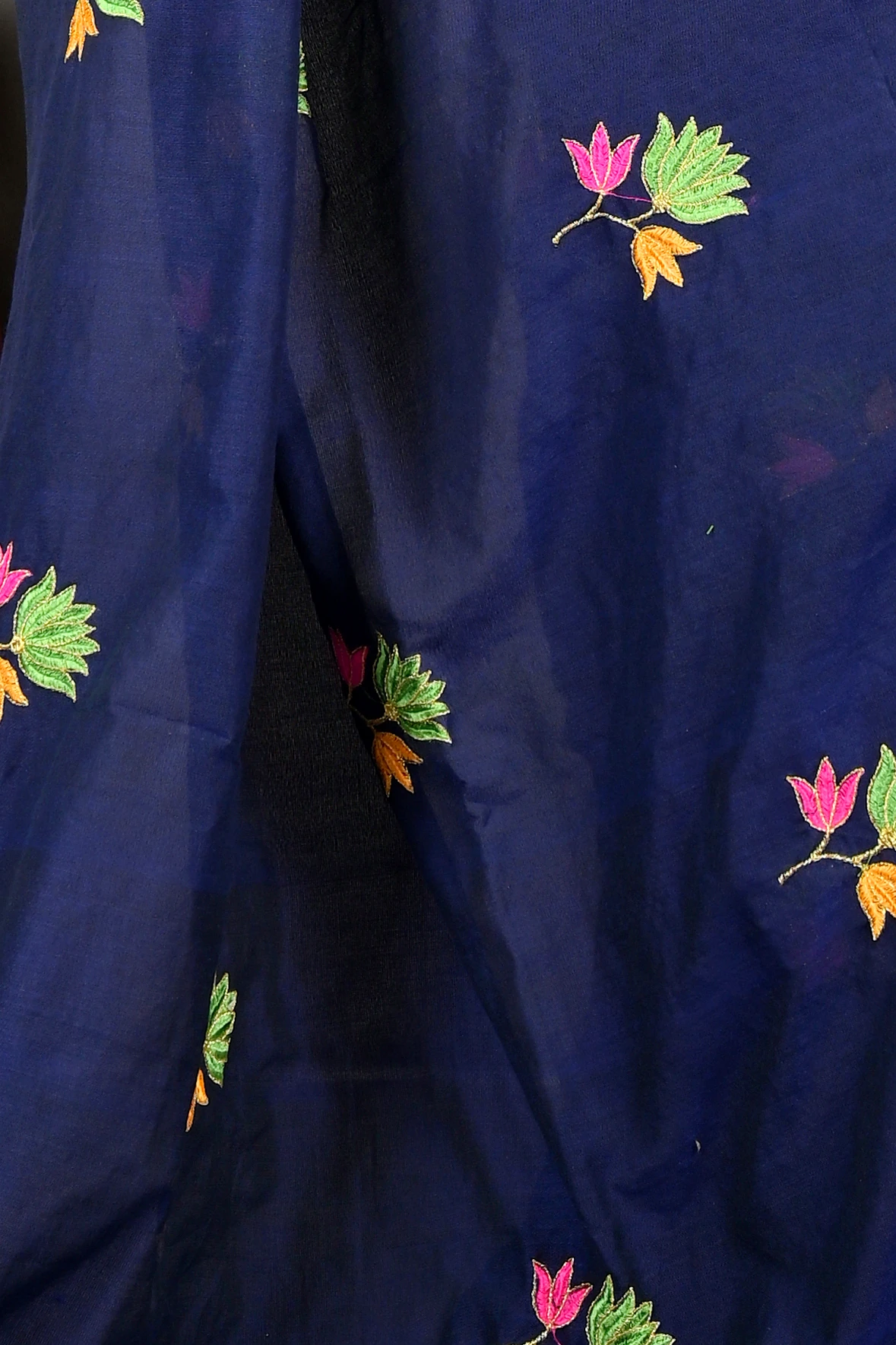 Naby Blue Pure Cotton Umkor Than Embroidery Handloom saree (2089)