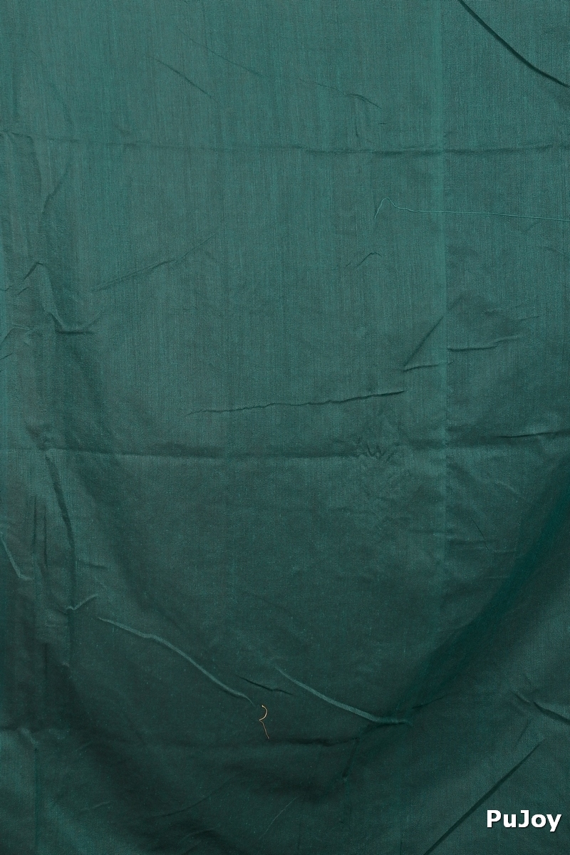 Dark Green Pure Cotton Umkor Than Embroidery Handloom saree (2091)