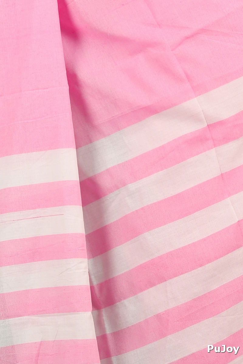 Pink Pure Cotton Bisti Hand Loom Saree (2095)