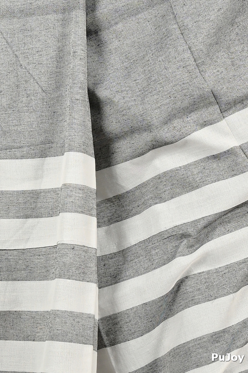 Grey Pure Cotton Bisti Hand Loom Saree (2096)