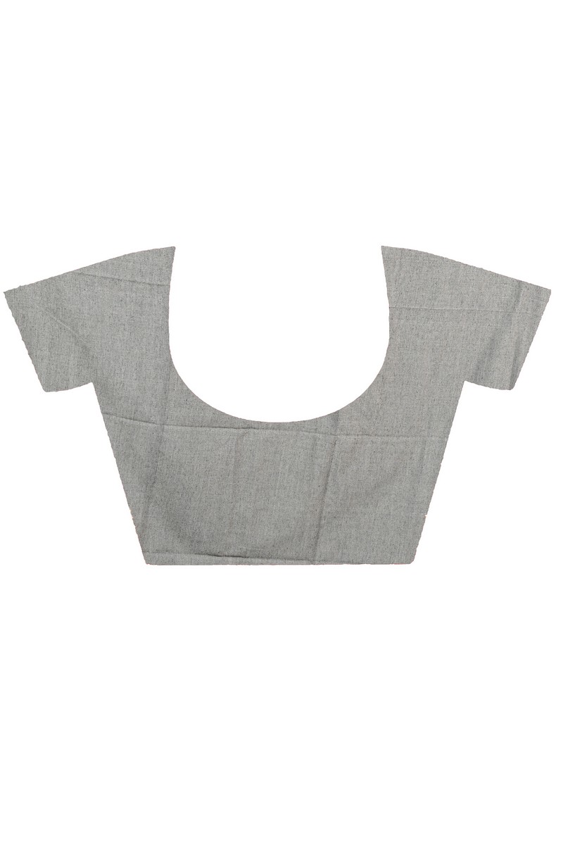 Grey Pure Cotton Bisti Hand Loom Saree (2096)