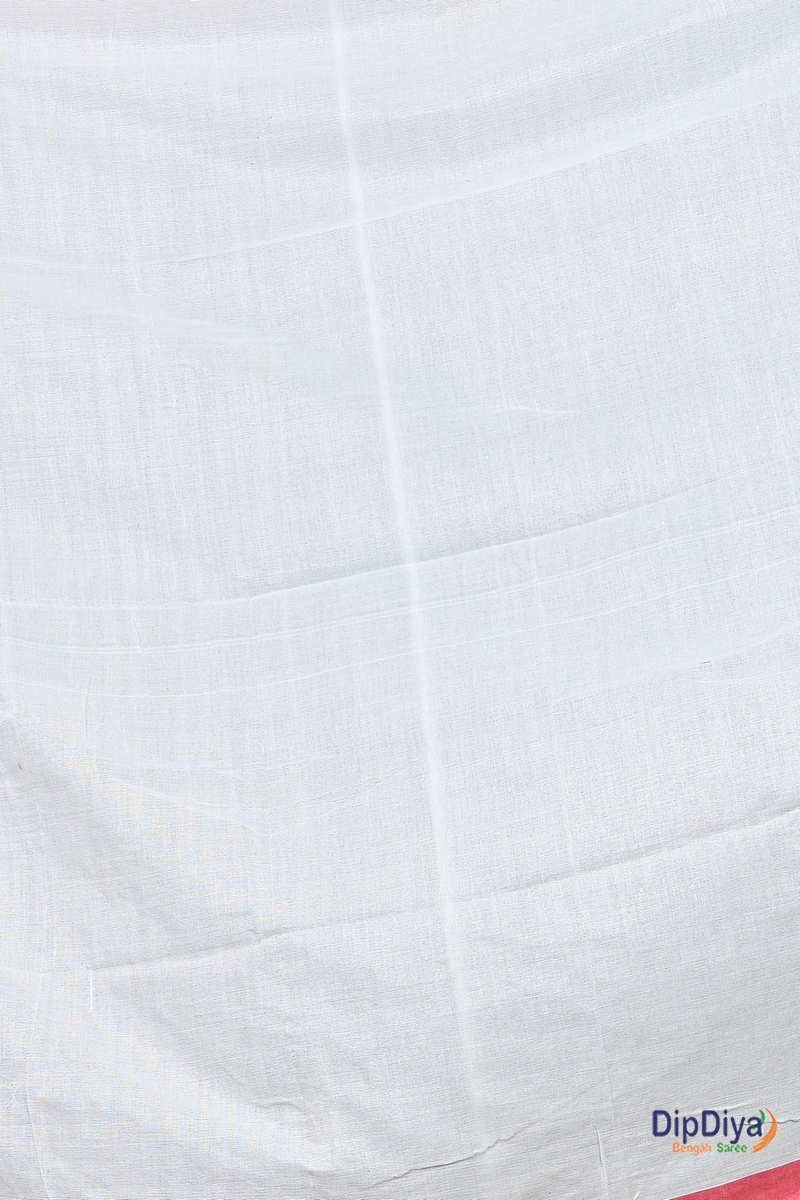 White Pure Cotton Parag Embroidery Handloom saree (210)
