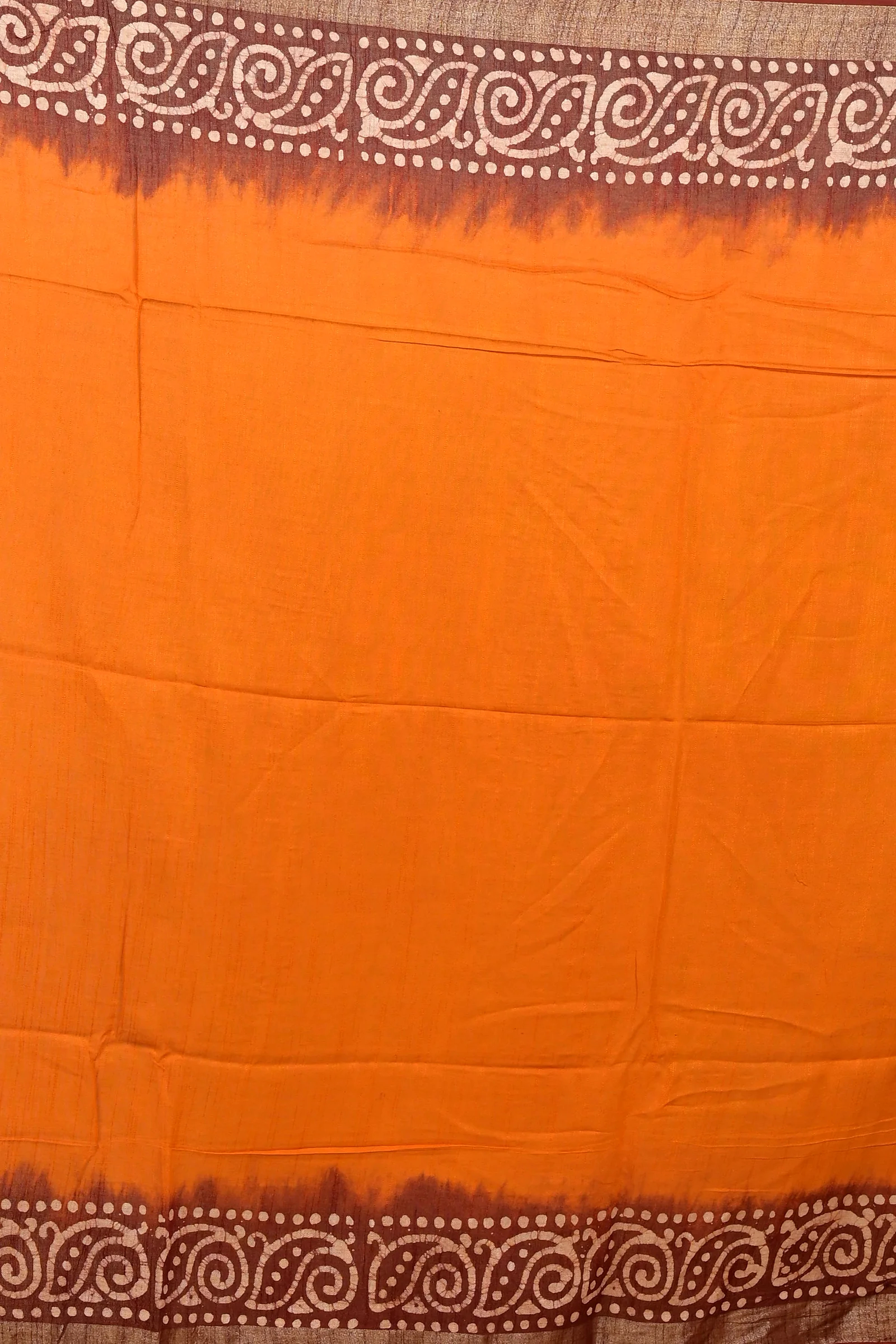 Brown Yellow Pure Cotton Batikato Batik Print Saree (2101)