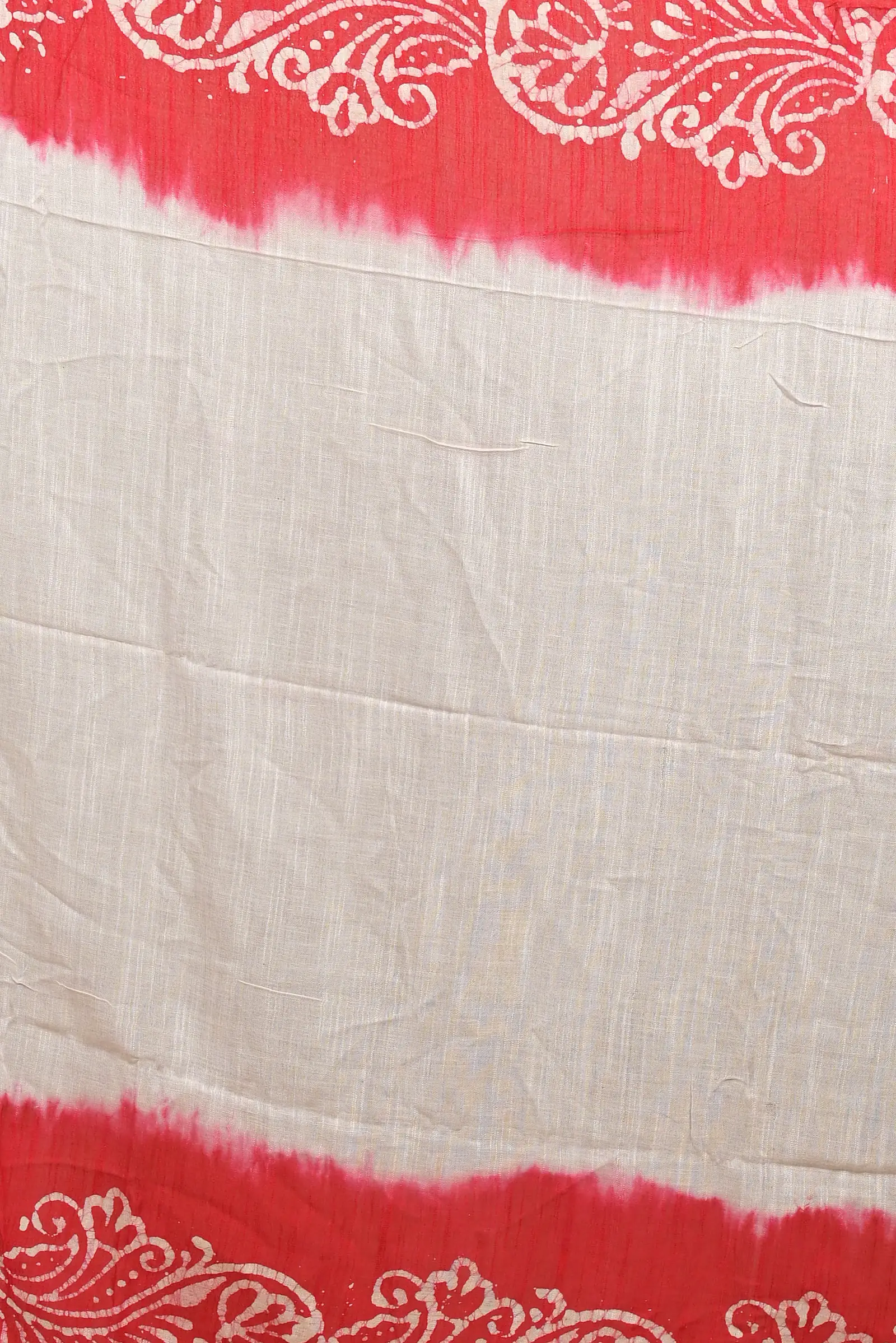 White Pink Pure Cotton Batikato Batik Print Saree (2102)
