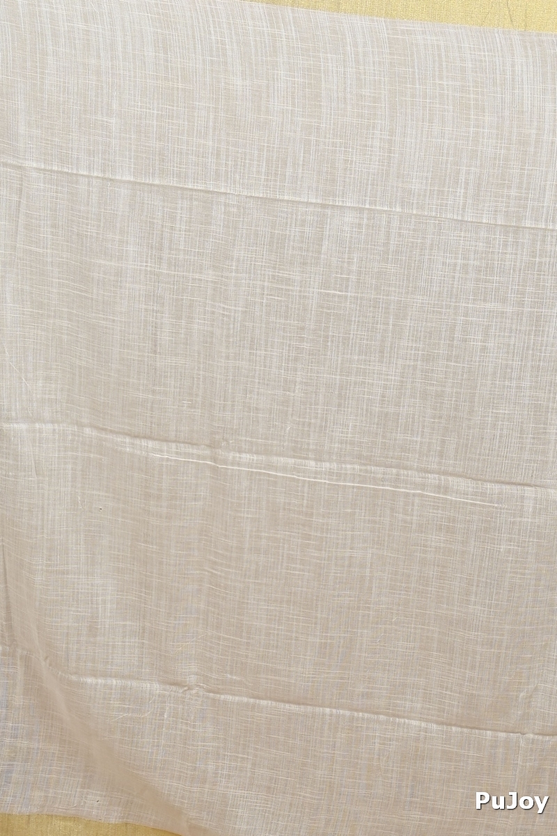 White Red Pure Cotton Hilda Printed Handloom Saree (2106)