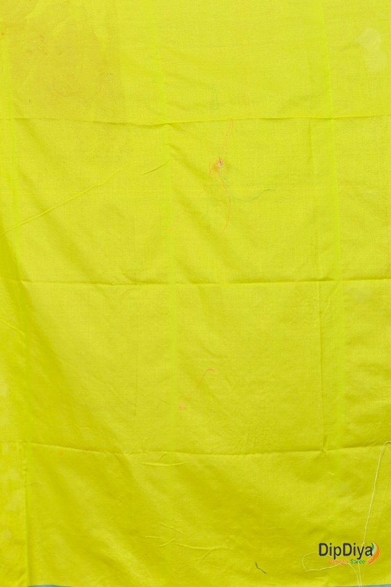 Lime Green Pure Cotton Parag Embroidery Handloom saree (211)