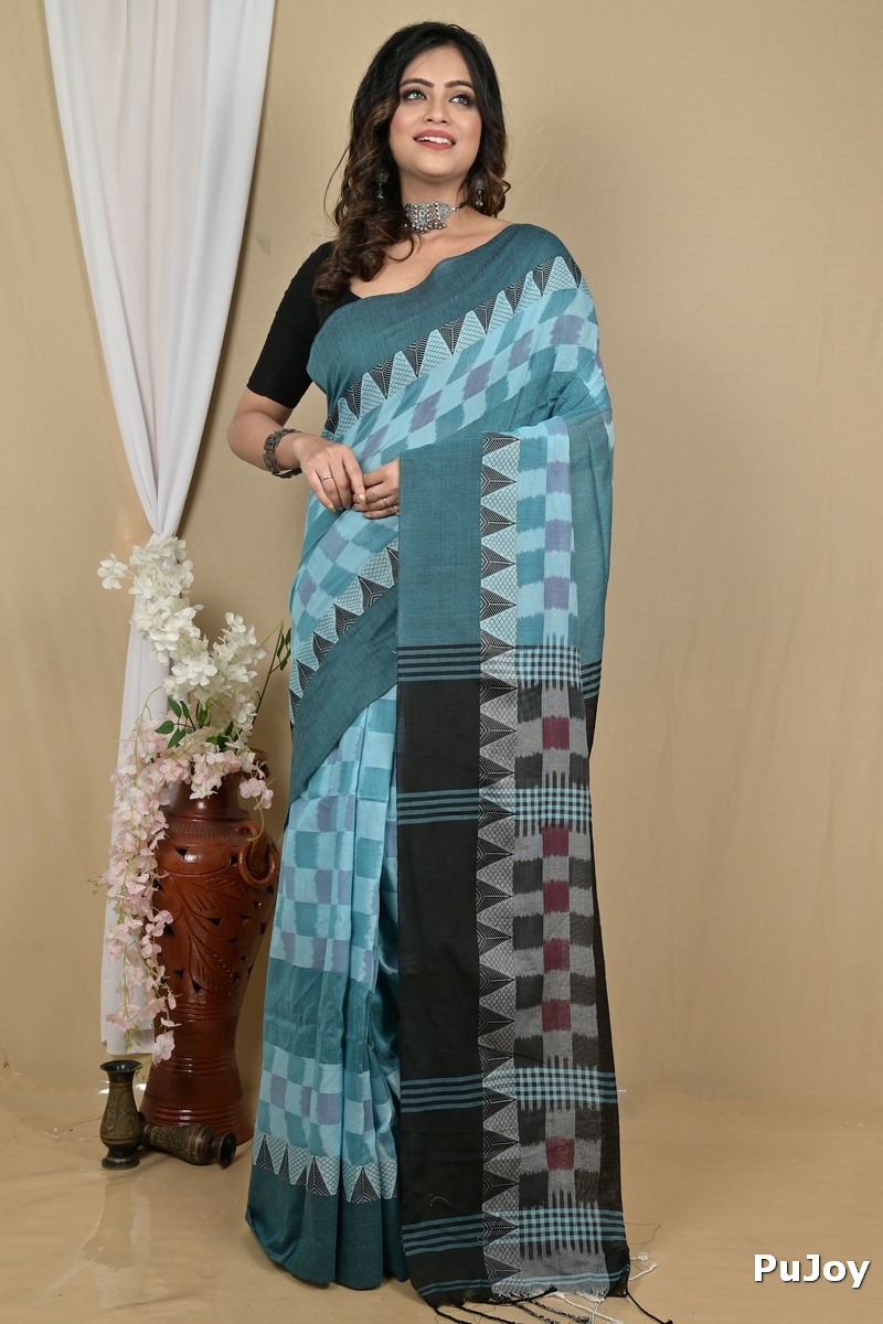 Cobalt Blue Pure Cotton Hiran Hand Loom Saree (2114)