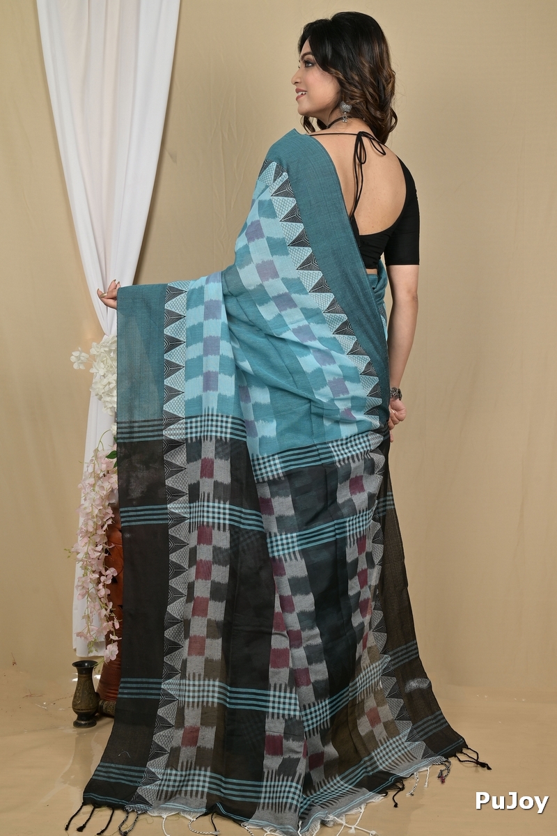 Cobalt Blue Pure Cotton Hiran Hand Loom Saree (2114)
