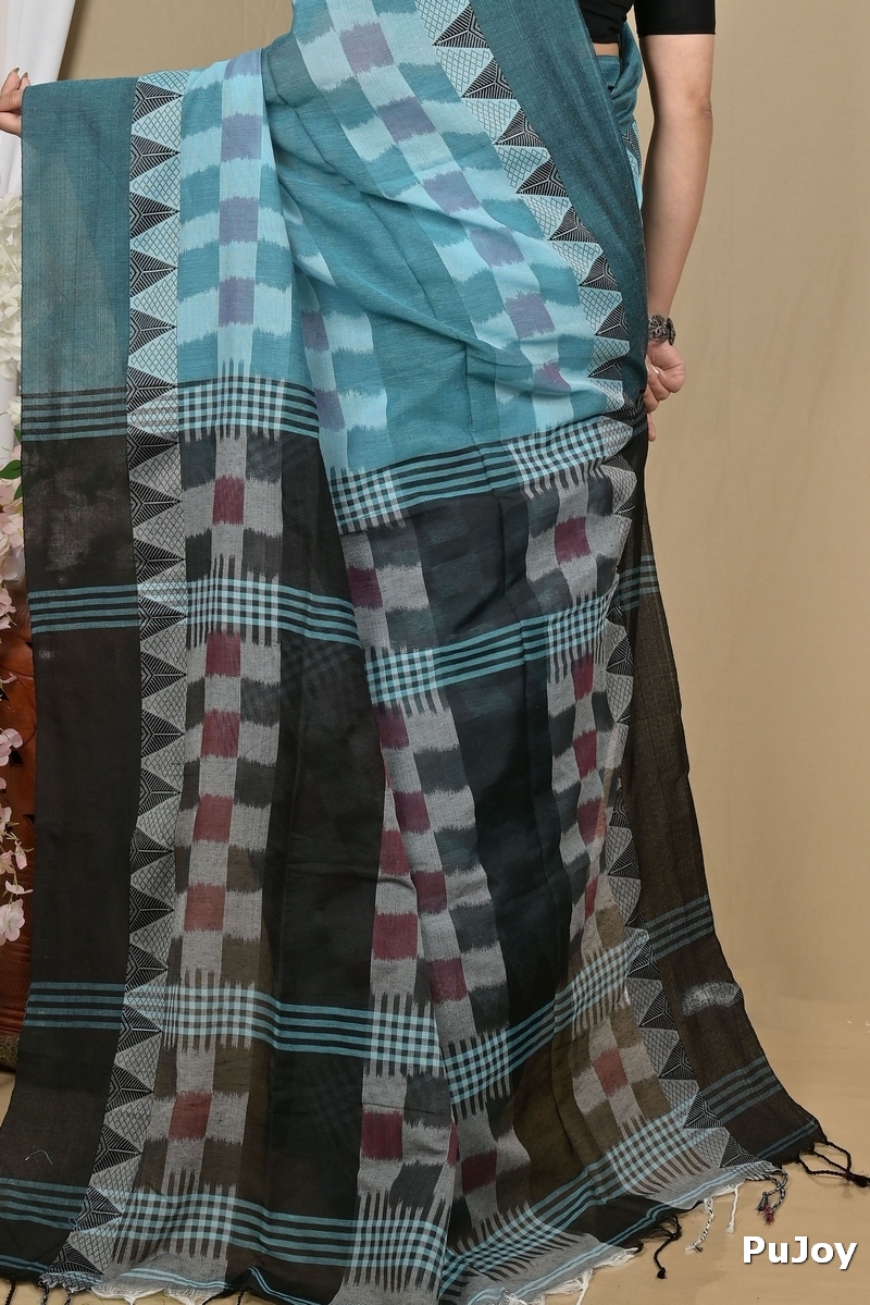 Cobalt Blue Pure Cotton Hiran Hand Loom Saree (2114)