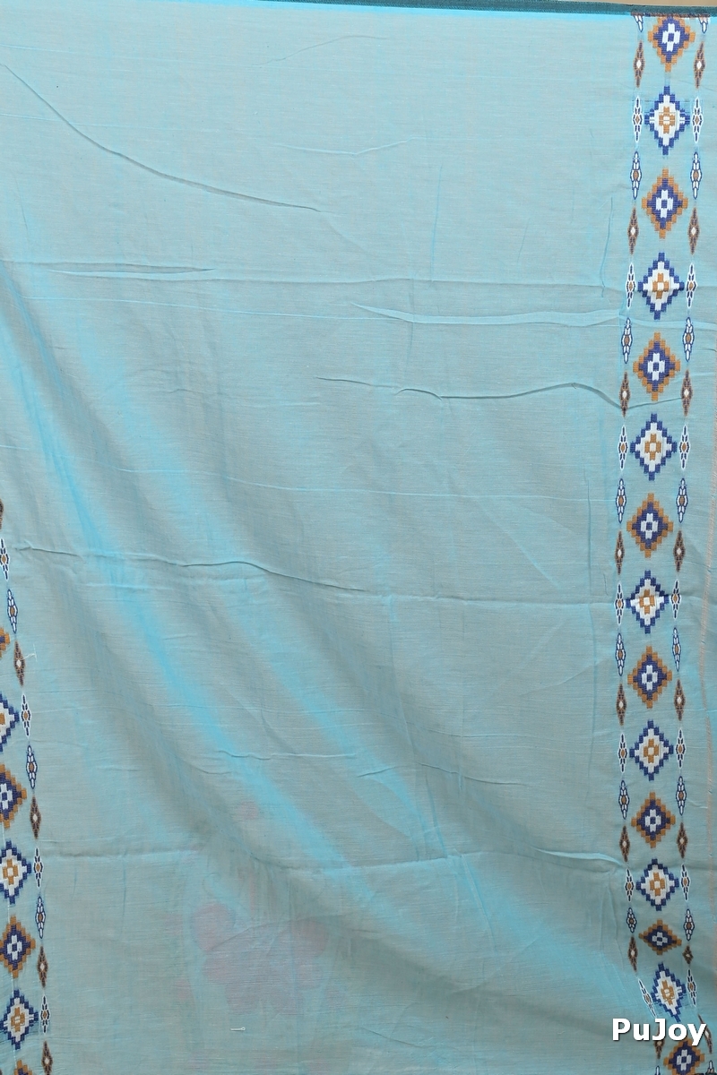 Sky Blue Pure Cotton Hitaashi Hand Loom Saree (2126)