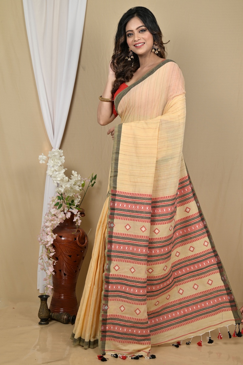 Pitch Pure Cotton Hima Hand Loom Saree (2131)