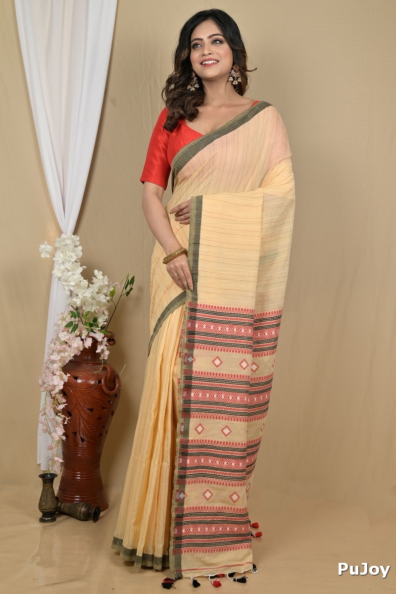 Pitch Pure Cotton Hima Hand Loom Saree (2131)