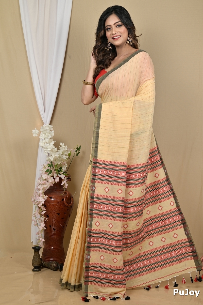 Pitch Pure Cotton Hima Hand Loom Saree (2131)