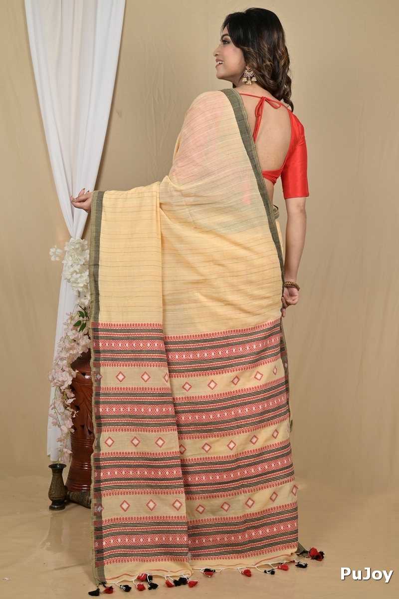 Pitch Pure Cotton Hima Hand Loom Saree (2131)
