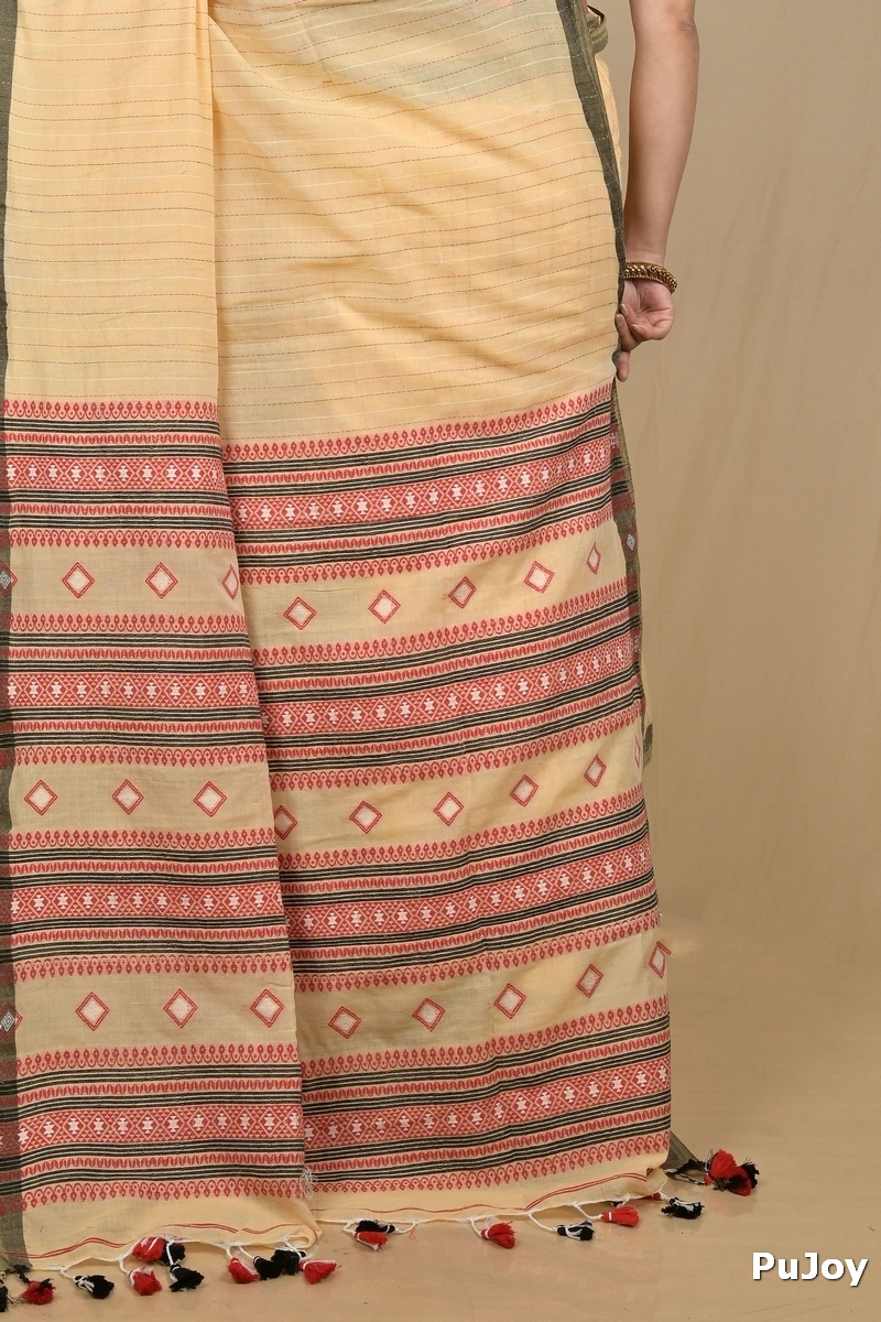 Pitch Pure Cotton Hima Hand Loom Saree (2131)