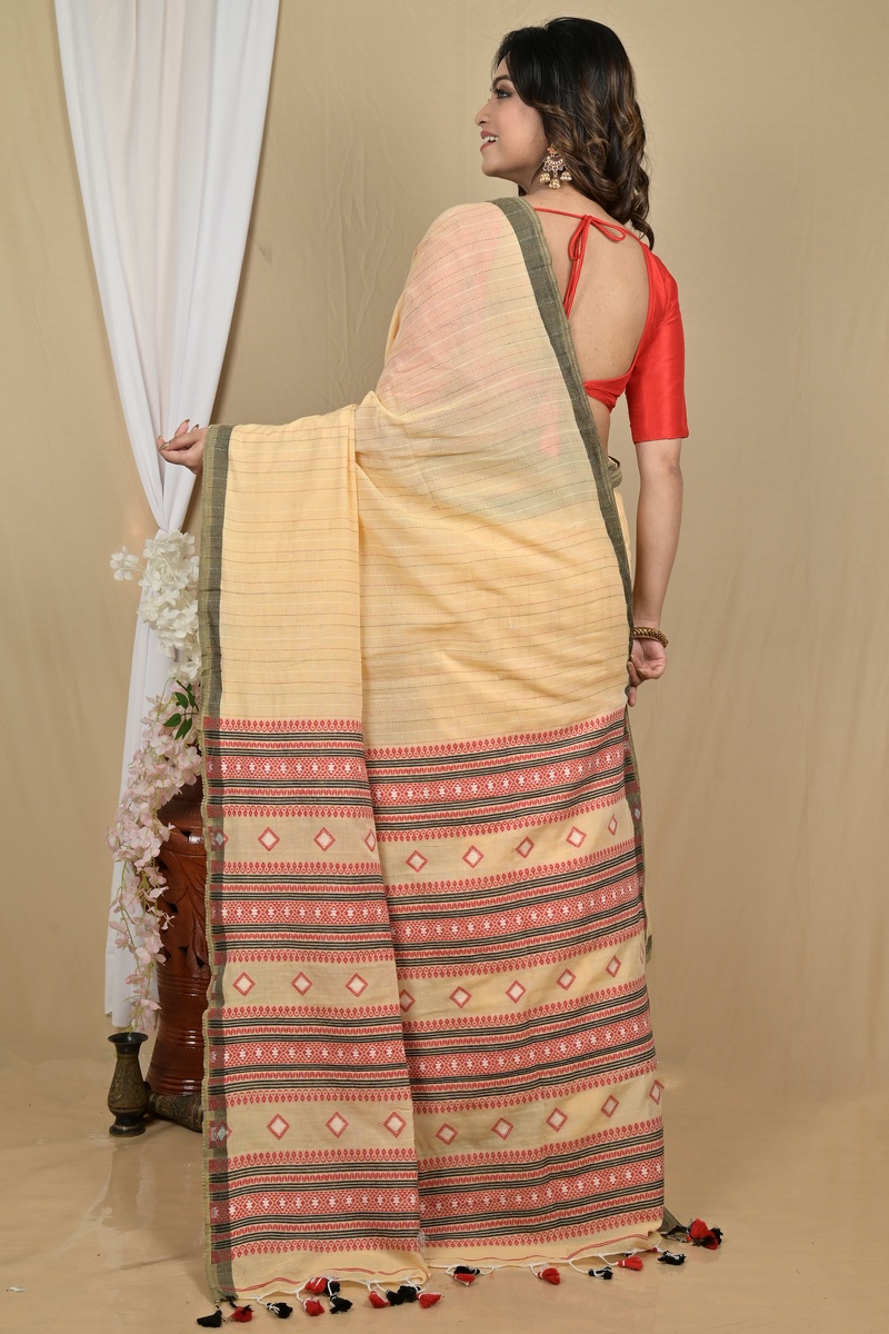 Pitch Pure Cotton Hima Hand Loom Saree (2131)