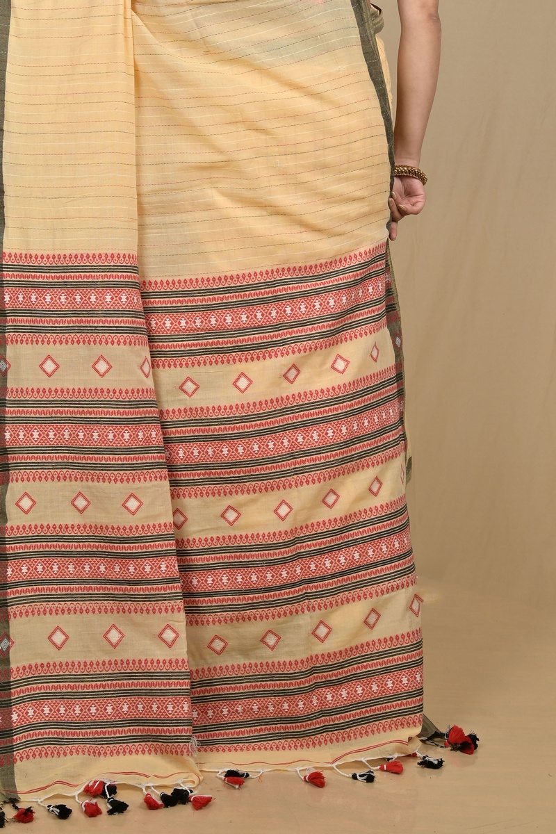 Pitch Pure Cotton Hima Hand Loom Saree (2131)