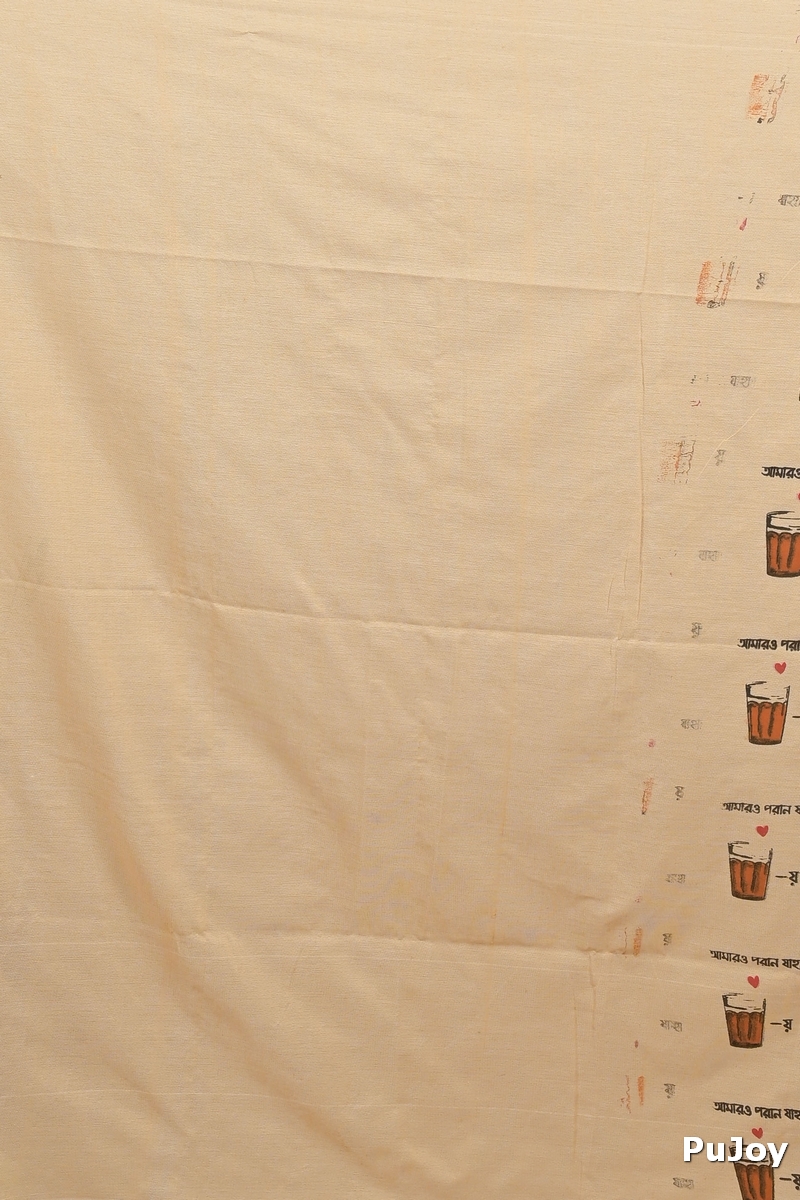 Peach Pure Cotton Pinal Printed Handloom Saree (2135)