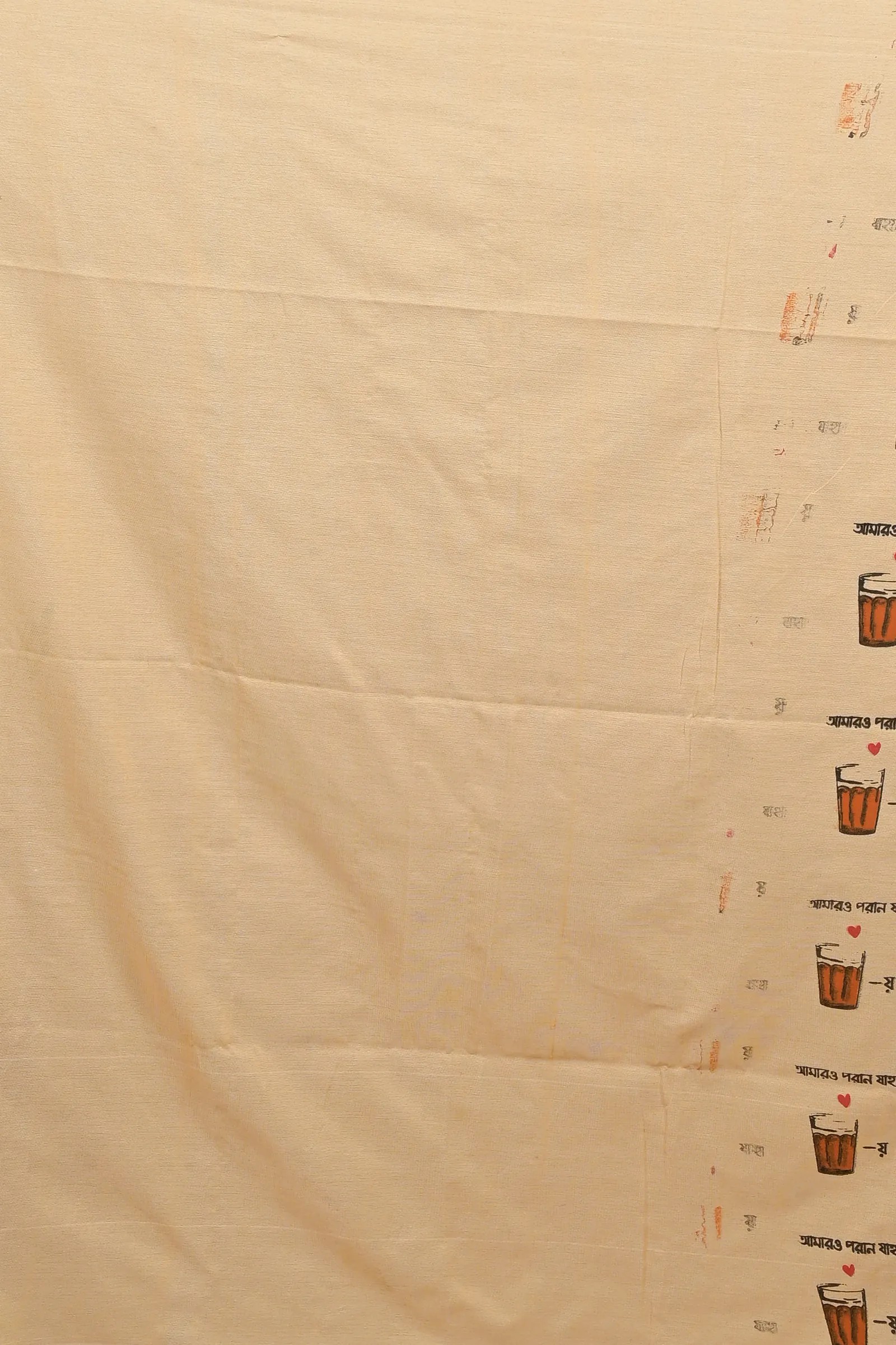 Peach Pure Cotton Pinal Printed Handloom Saree (2135)