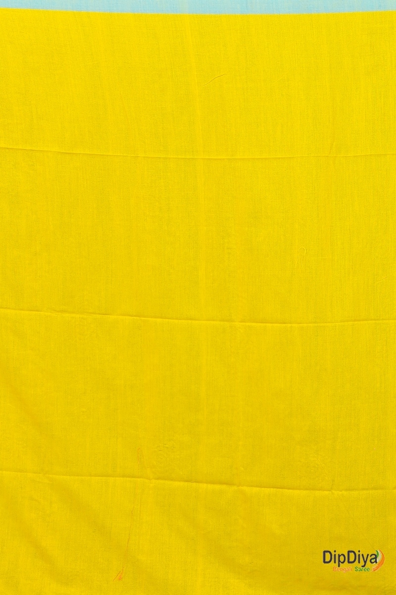 Yellow Pure Cotton Parag Embroidery Handloom saree (214)