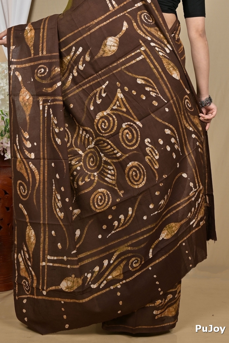 Pista Green Pure Cotton Pihu Batik Print Saree (2142)