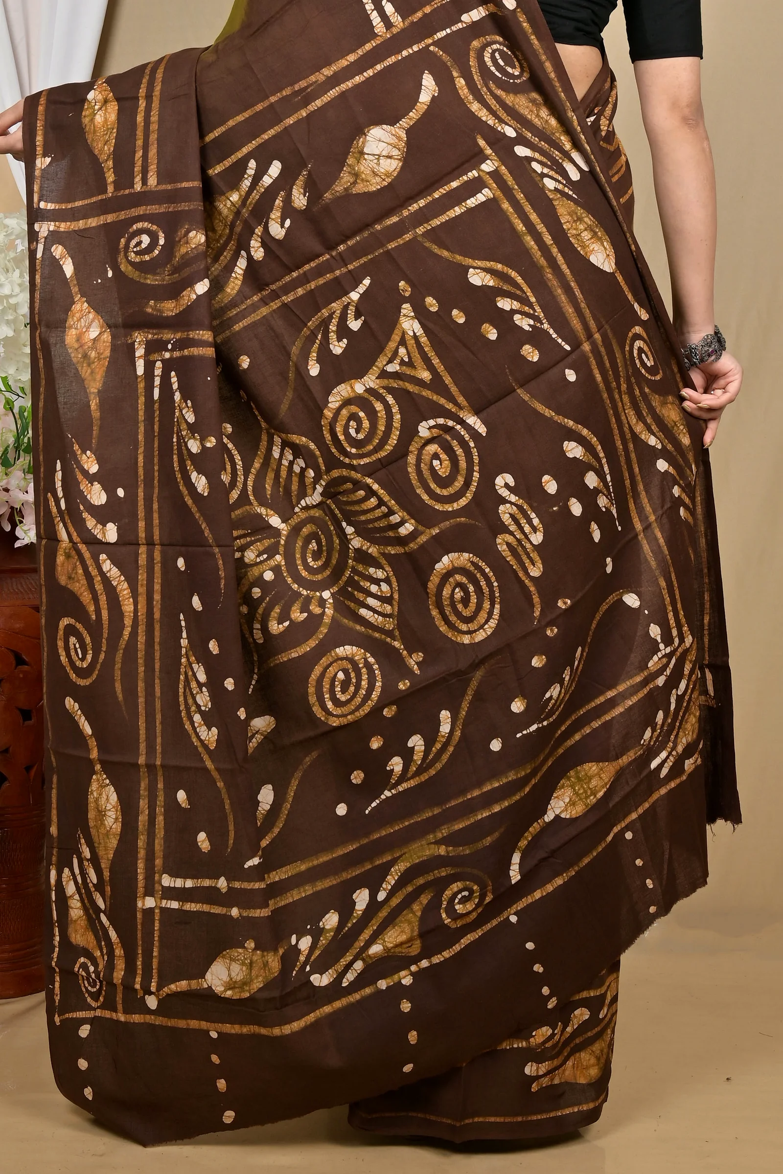 Pista Green Pure Cotton Pihu Batik Print Saree (2142)